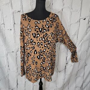 WOMENS Leopard Print Lightweight Knit All Seasons Tunic Sweater Legging Length L